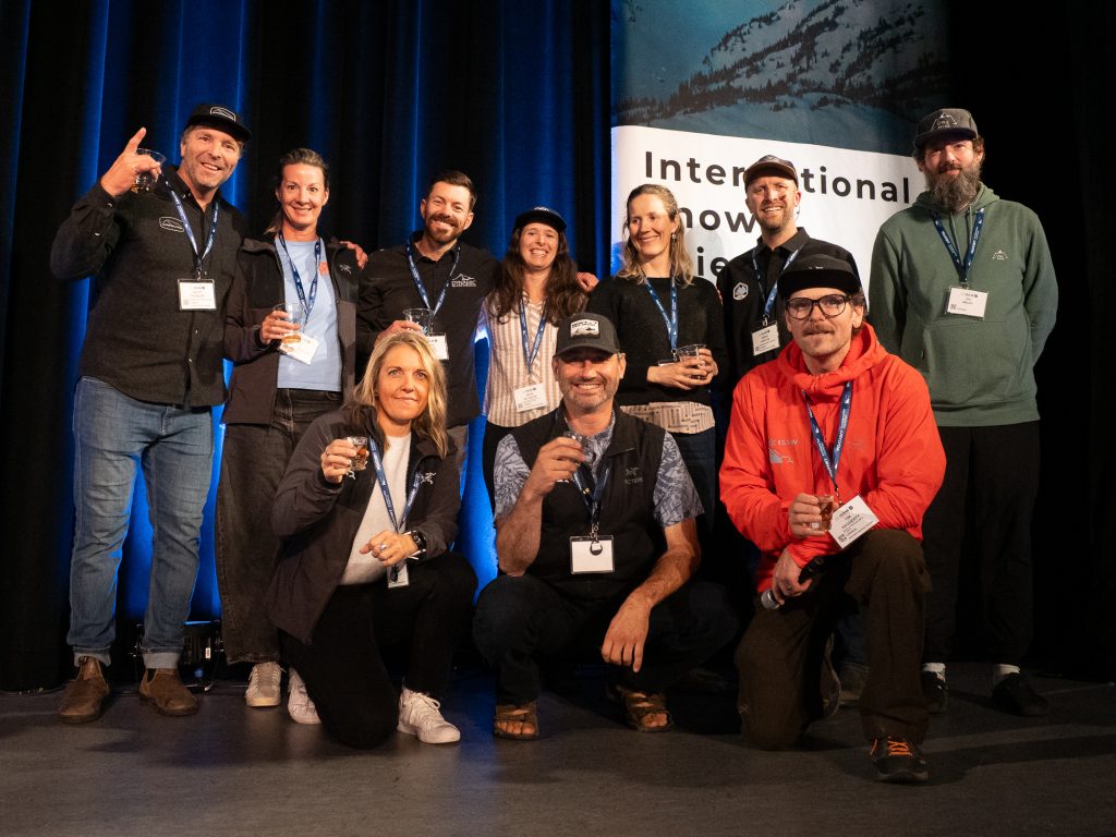 The ISSW Whistler team. Back row, from left: Scott Thumlert, Jenny Citherlet, Chris Argue, Nata De Leeuw, Penny Goddard, Simon Horton, and Jan Malek. Front row, from left: Nicole Koshure, Jerome David, and Tim Haggerty.
